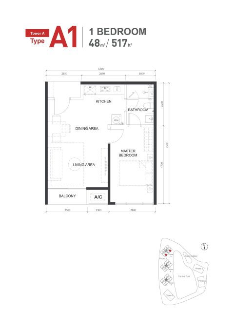 Type-A1-517sqft-1Bed1Bath-Floor-Plan-480x679