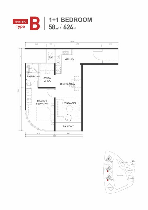 Type-B-624sqft-11Bed1Bath-Floor-Plan-480x679