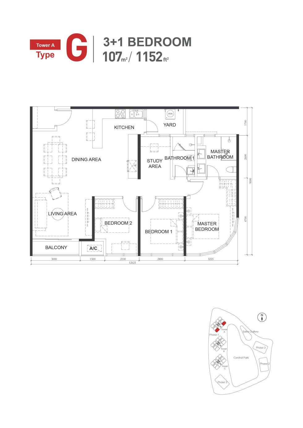 Type-G-1152sqft-31Bed2Bath-Floor-Plan-980x1386