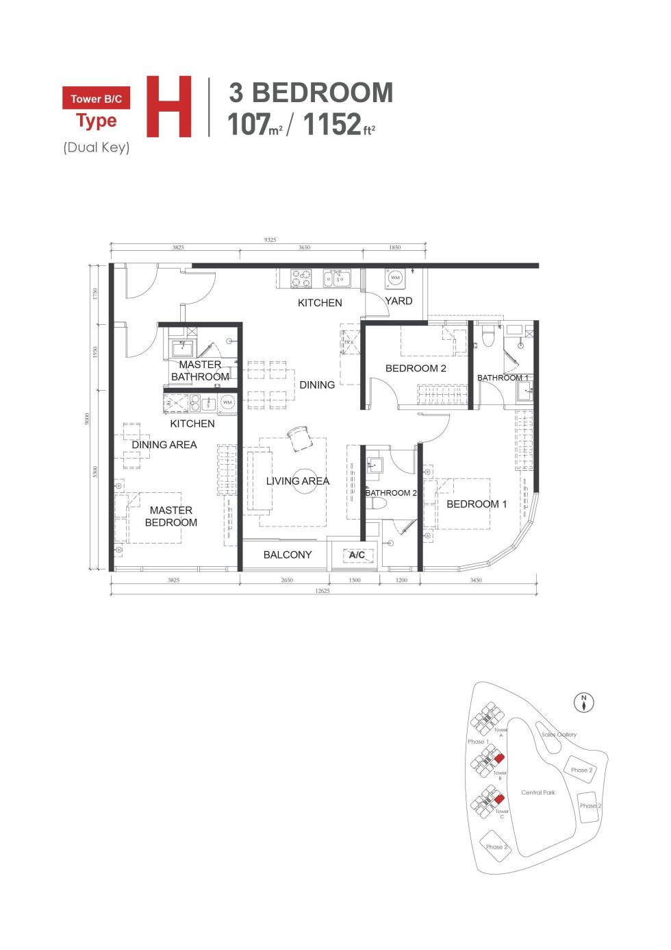 Type-H-Dual-Key-1152sqft-3Bed3Bath-Floor-Plan-980x1386